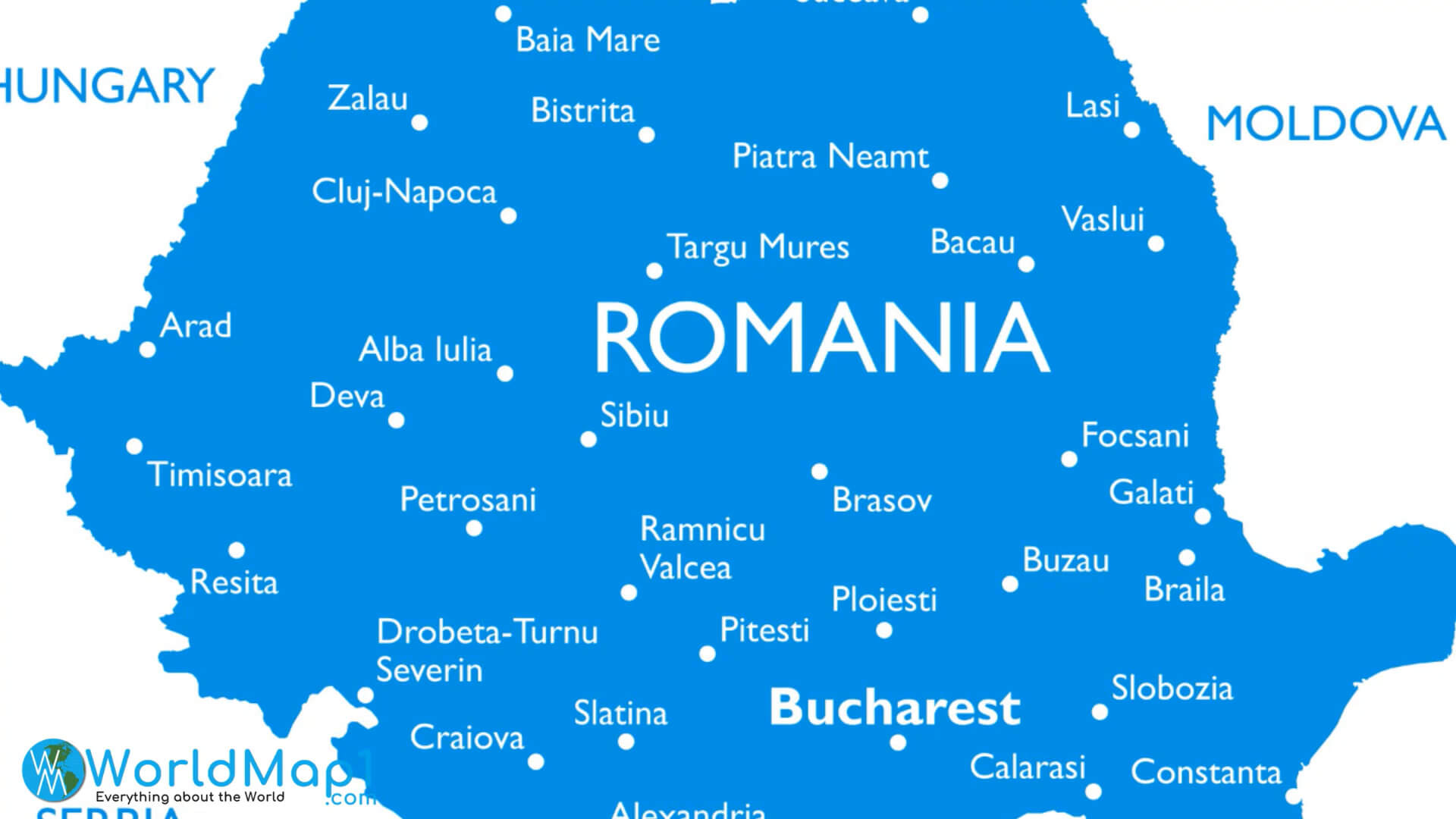 Romanya Ana Şehirleri Haritası